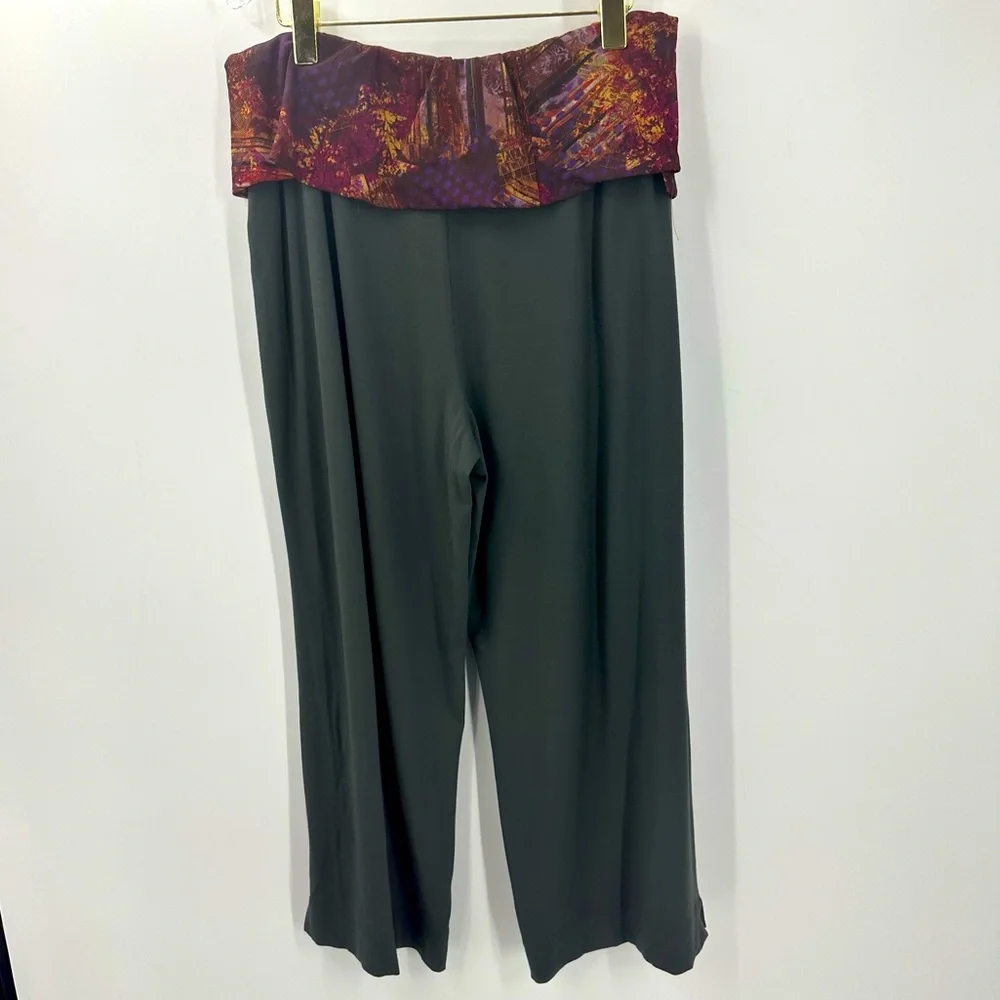 J Jill Lounge Pants Stretch Roll Down Waist Gray Pink Print Womens Large - Picture 6 of 8